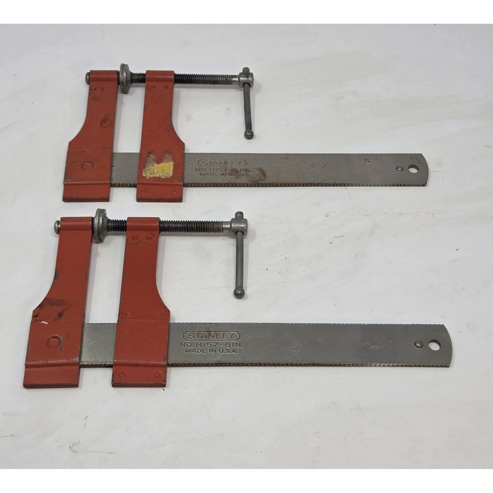 Vintage Stanley No H157 6 Inch Bar Clamps Pair Handyman USA Woodworking